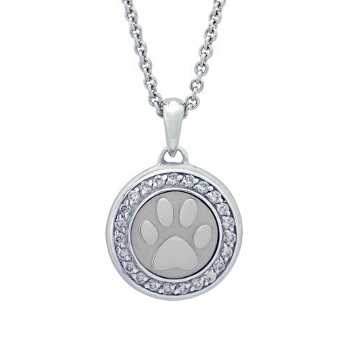 Diamond Paw Sterling Cremation Pendant